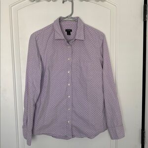 J.Crew Women’s Button Up Shirt – Purple Polka Dot 100% Cotton Long Sleeve